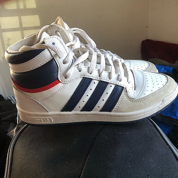 🦌Adidas Top Ten Women Men size 7.5 High Top Red/white/navy & gray GUC… 1️⃣0️⃣ - Picture 3 of 13